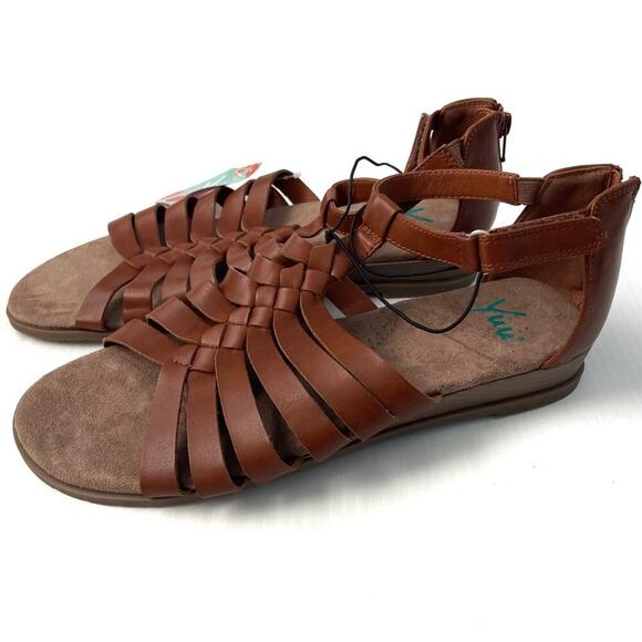 🆕 Yuu Falisha strappy woven sandals size11 M tan brown - Picture 1 of 11